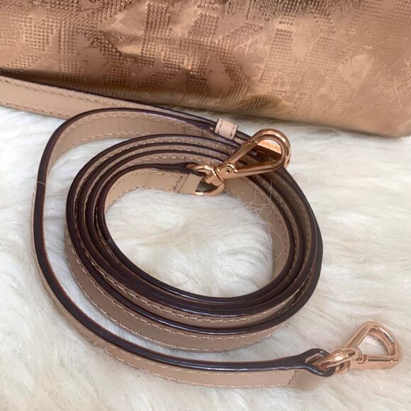 MICHAEL KORS Pink Gold Rose Gold Mirror Metallic Small Satchel w/Strap - Picture 13 of 16